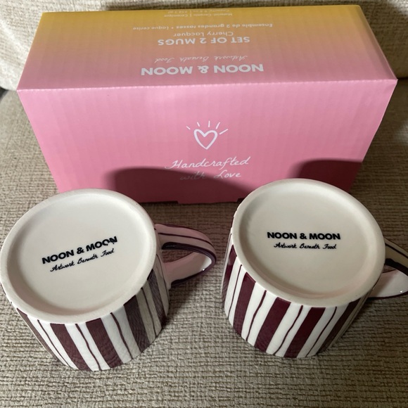 NIB Noon & Moon Cherry Lacquer Tea/Espresso Coffee Cups - Set of 2 - Picture 5 of 7